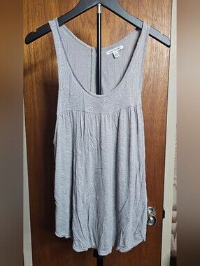 American Eagle Outfitters Silver Gray Racer Zip Tank